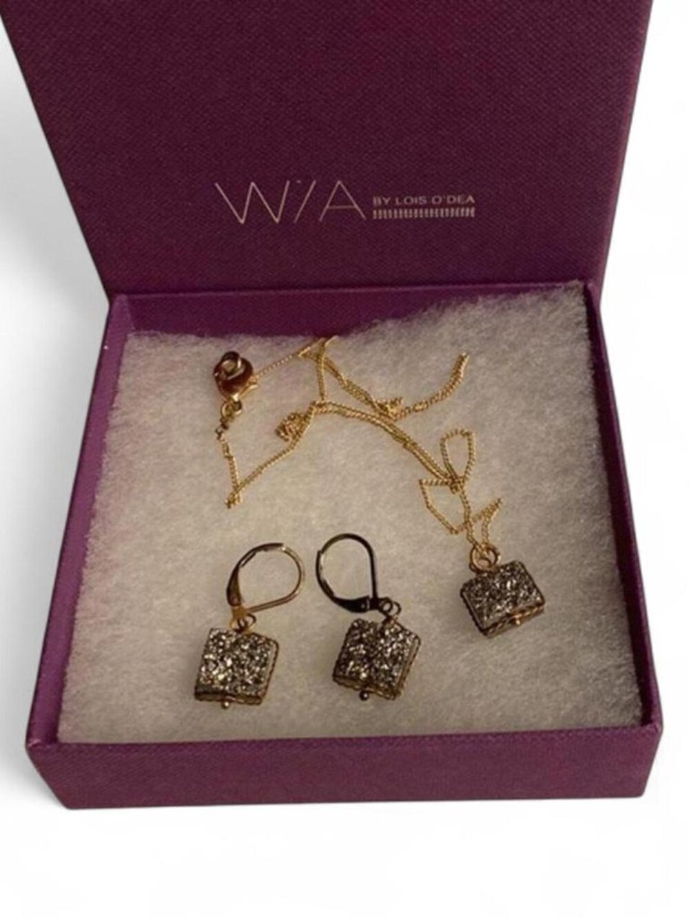 MARCASITE DAZZLE NECKLACE w/ MATCHING EARRINGS, 3-pc Set NWOT
